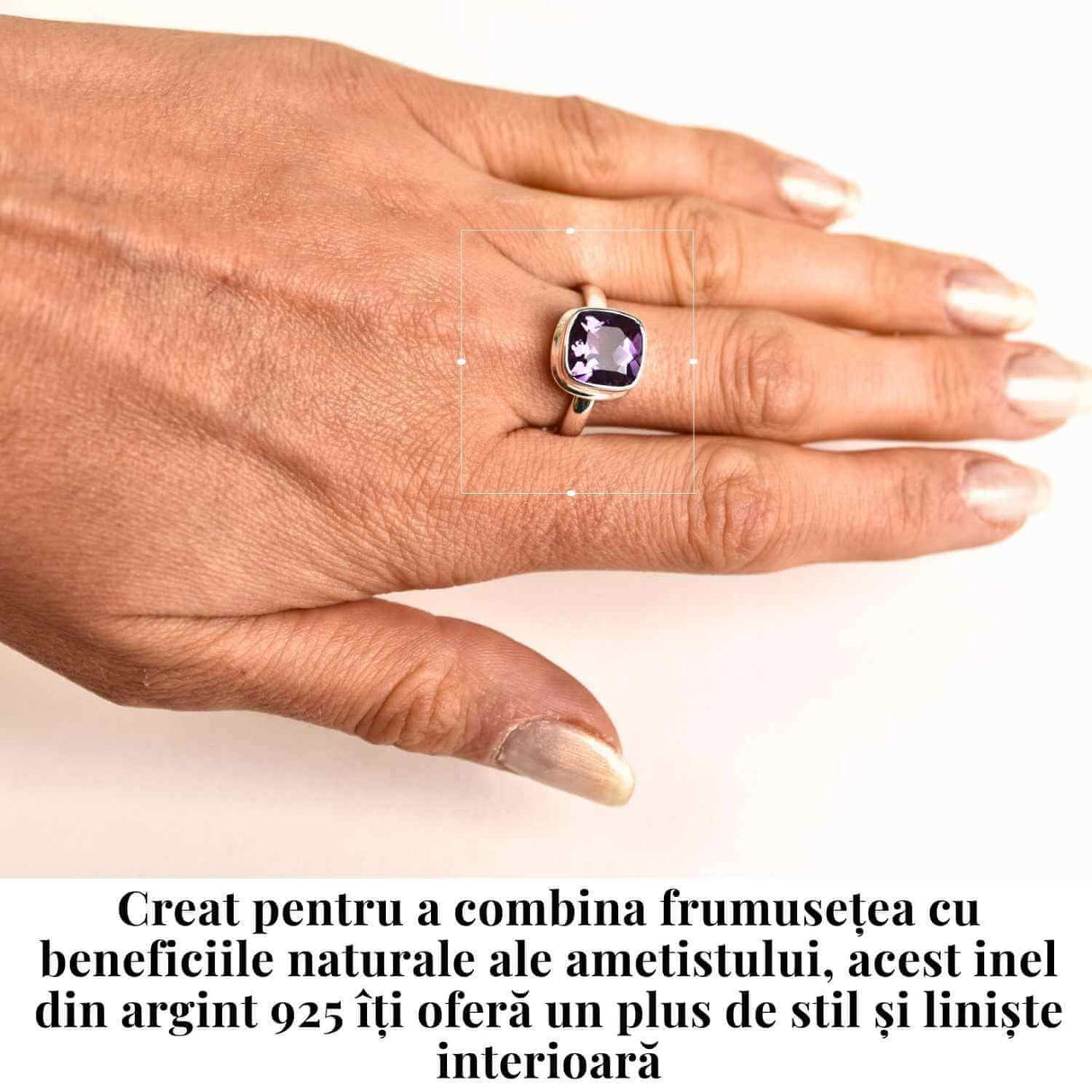 Inel Argint 925 cu Ametist Fatetat Patrat - Echilibru si Claritate Spirituala