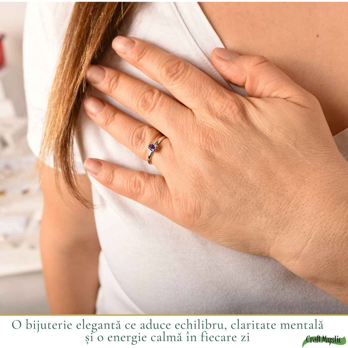 Inel Argint 925 cu Ametist Natural Patrat Fatetat – Claritate si Echilibru Interior