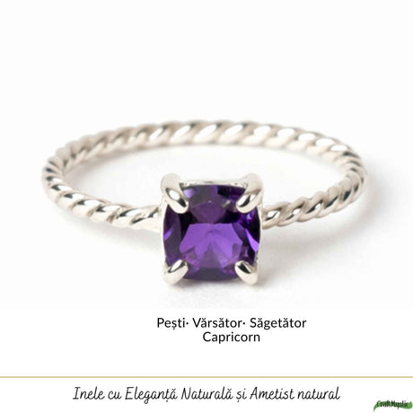 Twisted 925 Silver Ring with Natural Faceted Square Amethyst – Balance and Clarity
