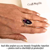 Inel argint 925 cu Atomic Trapiche Ametist delica