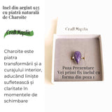 Inel argint 925 cu piatra naturala Charoite dreptunghi - Claritate si Transformare