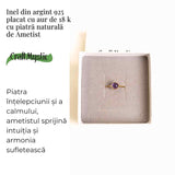 Inel Argint 925 placat cu aur 18K cu Ametist Rotund - Armonie si Claritate Spirituala