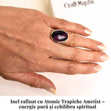 Inel argint 925 cu Atomic Trapiche Ametist oval - Claritate si Echilibru Interior