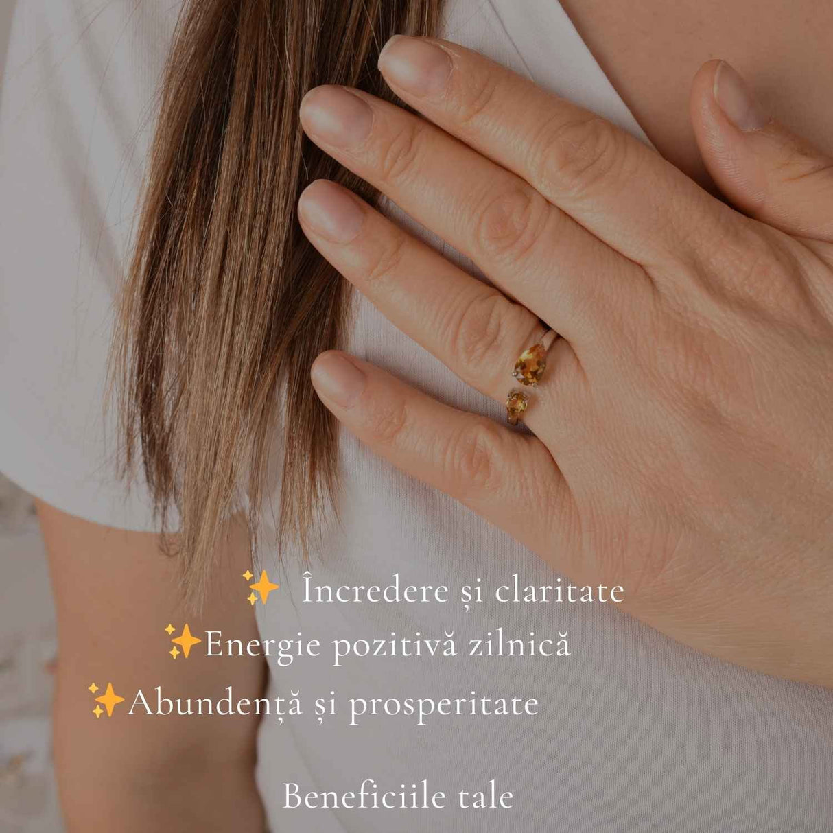 Inel argint 925 cu Citrin dublu lacrima – prosperitate si energie pozitiva