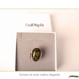 Inel Argint 925 cu Chihlimbar Verde Oval – Echilibru si Eleganta Naturala