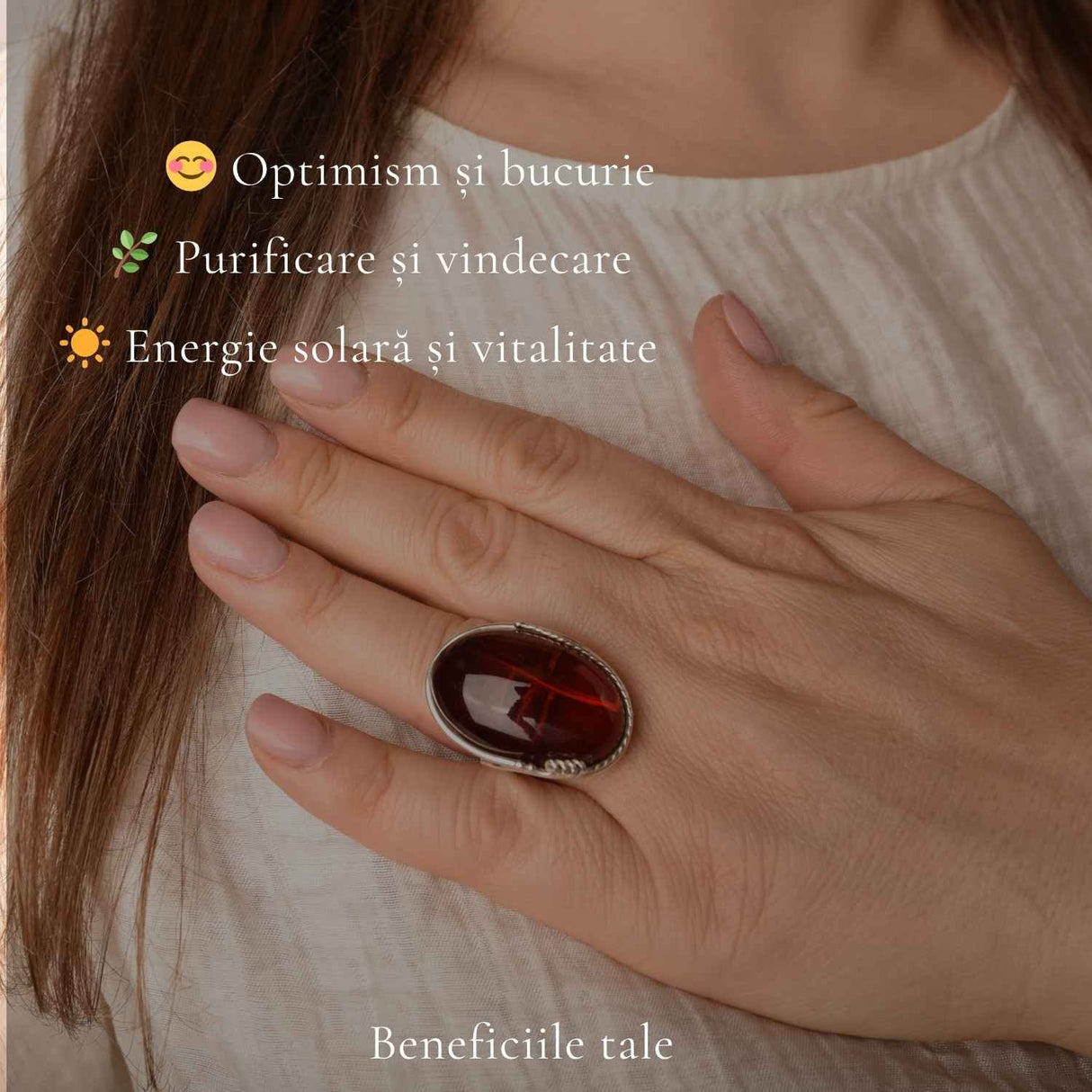 Inel Argint 925 cu Chihlimbar Cherry Oval – Eleganta Calda si Feminitate