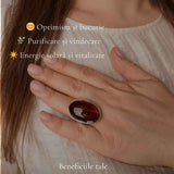 Inel Argint 925 cu Chihlimbar Cherry Oval – Eleganta Calda si Feminitate