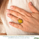 Inel Argint 925 cu Chihlimbar Galben Oval – Caldura si Eleganta Naturala