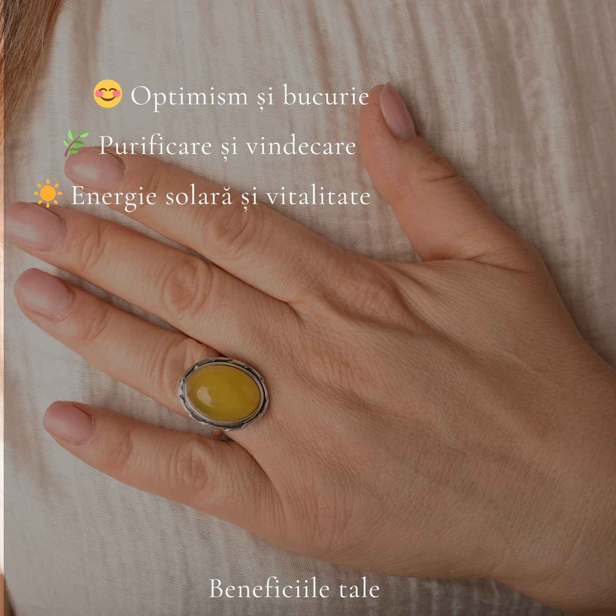 Inel Argint 925 cu Chihlimbar Galben Oval – Caldura si Eleganta Naturala