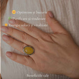 Inel Argint 925 cu Chihlimbar Galben Oval – Caldura si Eleganta Naturala
