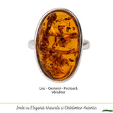 Inel Argint 925 cu Chihlimbar Coniac Oval – Eleganta Calda si Rafinament Natural
