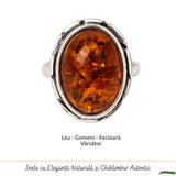 Inel Argint 925 cu Chihlimbar Coniac Oval – Eleganta Calda si Energie Naturala