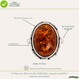Inel Argint 925 cu Chihlimbar Coniac Oval – Eleganta Calda si Energie Naturala