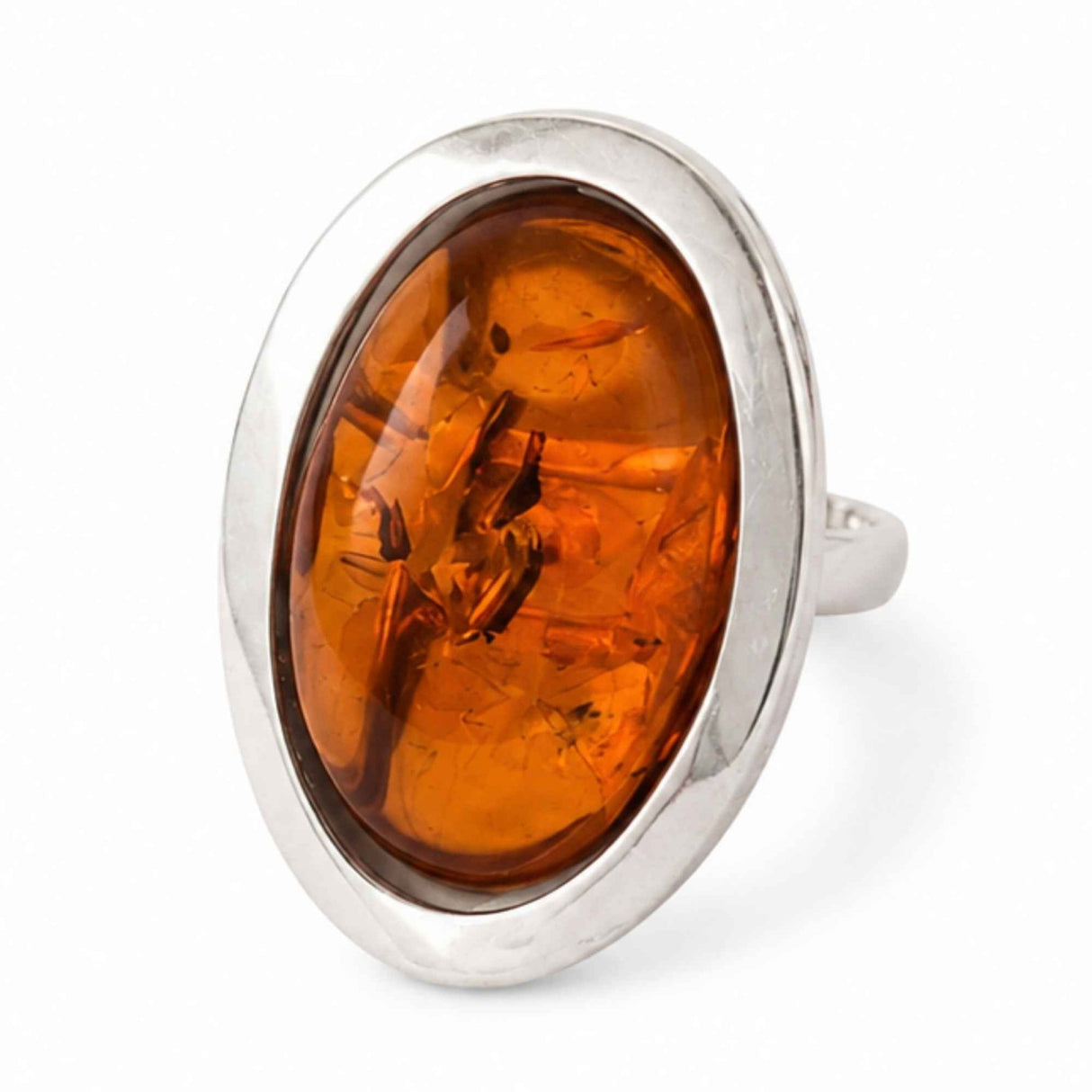 Inel Argint 925 cu Chihlimbar Coniac Oval – Eleganta Calda si Energie Naturala