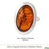 Inel Argint 925 cu Chihlimbar Coniac Oval – Eleganta Calda si Energie Naturala