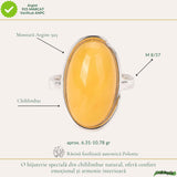 Inel Argint 925 cu Chihlimbar Galben Oval – Eleganta Calda si Energie Pozitiva