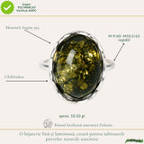 Inel Argint 925 cu Chihlimbar Verde Oval – Eleganta Naturala si Energie Pozitiva