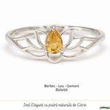 Inel argint 925 cu Citrin floare de lotus – prosperitate si energie pozitiva