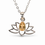 Colier citrin natural lotus argint 925 – energie, optimism si echilibru