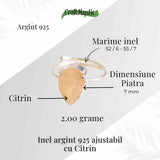 Inel ajustabil Argint 925 cu Citrin Fatetat - Abundenta si Energie Pozitiva in Fiecare Zi