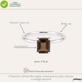 Inel Argint 925 cu Cuart Fumuriu Fatetat Dreptunghi – Protectie si Stabilitate