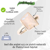 Inel Argint 925 cu Piatra Lunii Fatetata Patrata - Echilibru Emotional si Lumina Interioara