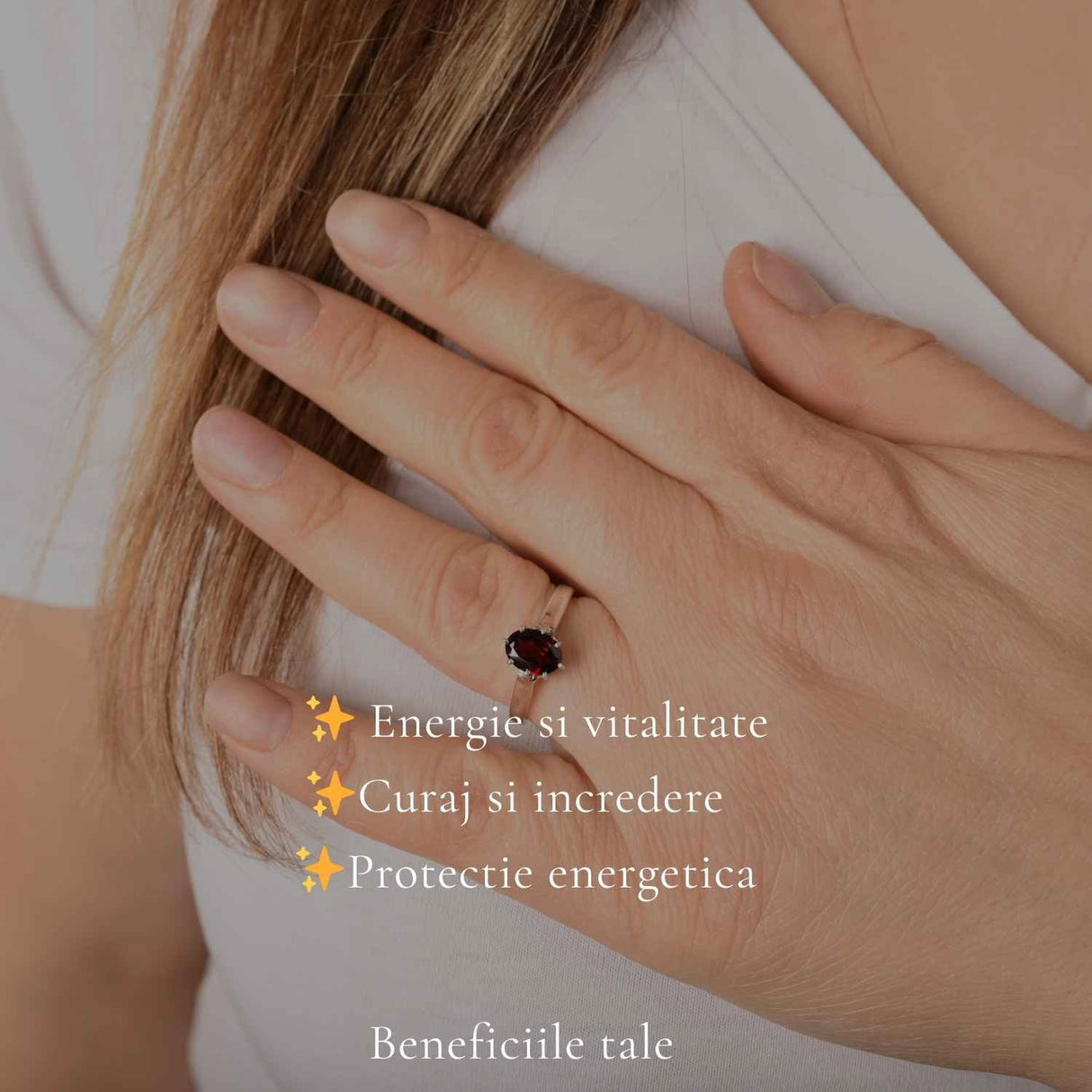 Inel Argint 925 cu Granat fatetat Oval – Incredere, Energie si Eleganta