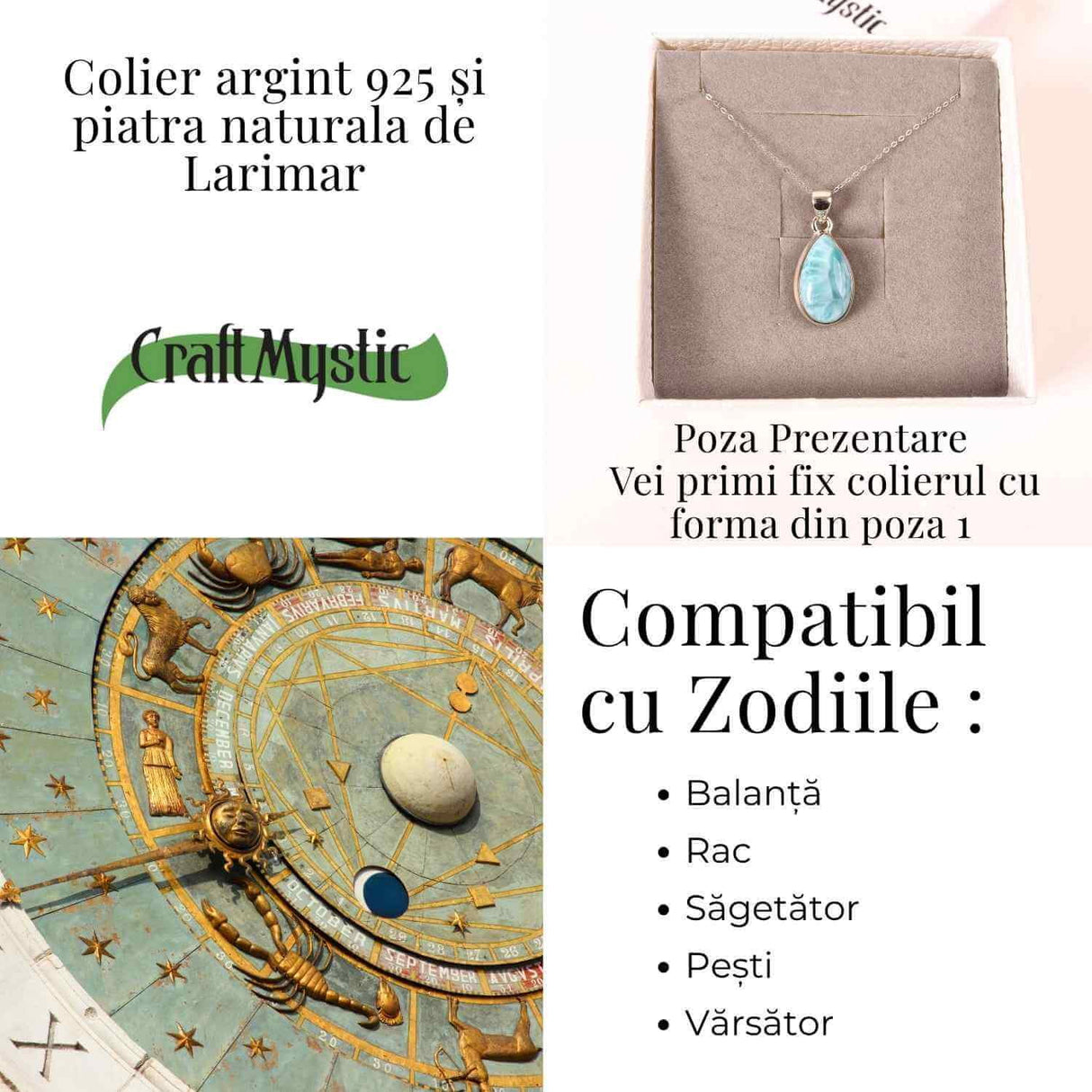Colier Argint 925 cu Larimar in Forma de Lacrima - Liniste si Claritate Interioara