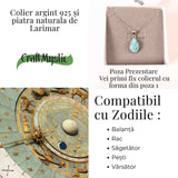 Colier Argint 925 cu Larimar Rotund - Armonie si Calm Oceanic