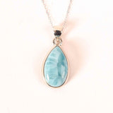 Colier Argint 925 cu Larimar in Forma de Lacrima - Liniste si Claritate Interioara