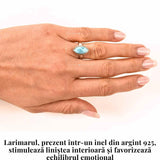 Inel Argint 925 cu Larimar forma delica Marime 49 (EU) / 5 (US) - Claritate si Protectie Interioara