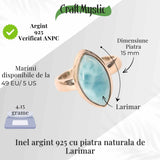Inel Argint 925 cu Larimar forma delica Marime 49 (EU) / 5 (US) - Claritate si Protectie Interioara