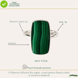 Inel Argint 925 cu Malachit Dreptunghi – Protectie si Eleganta Naturala