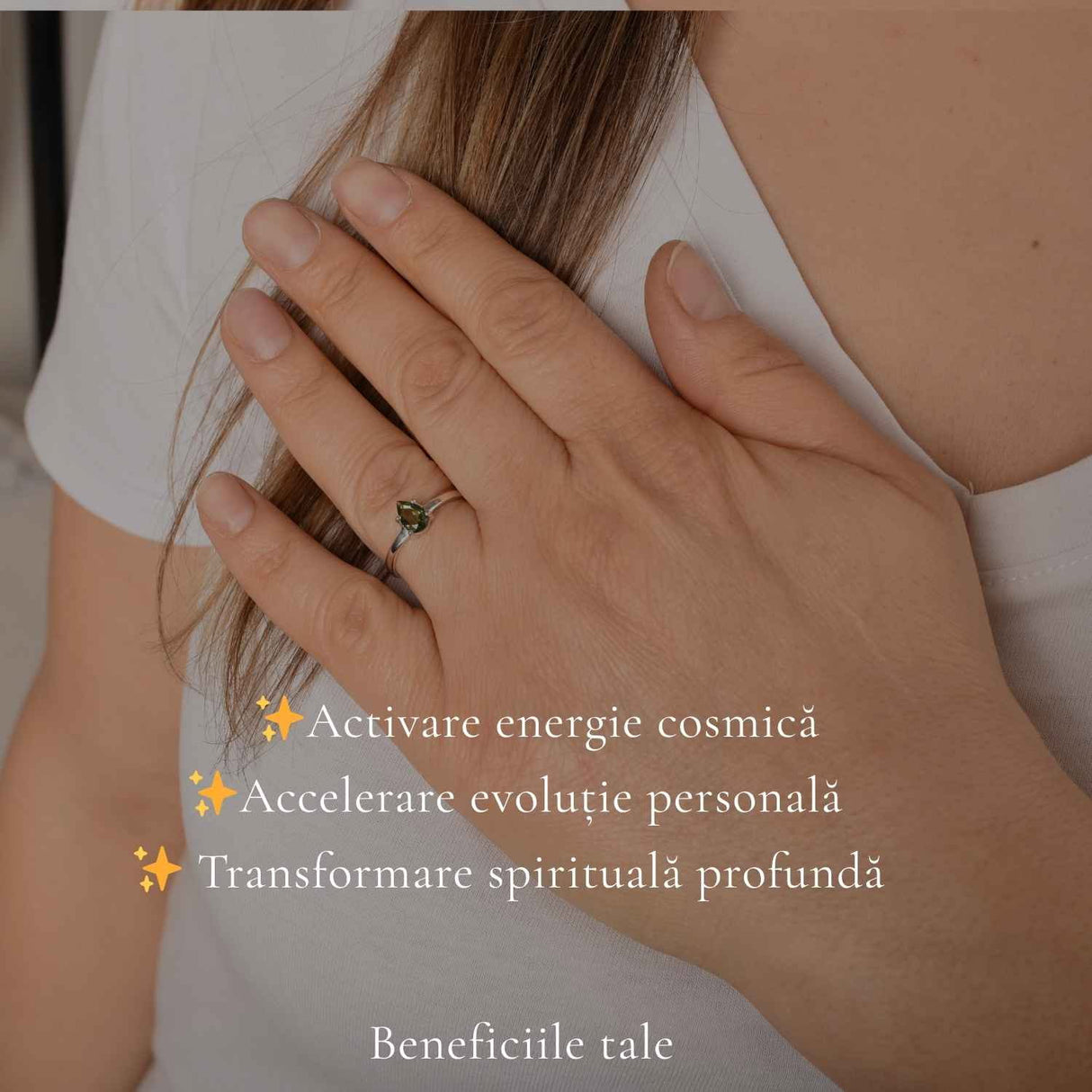Inel Argint 925 cu Moldavit Fatetat Lacrima – Claritate si Transformare