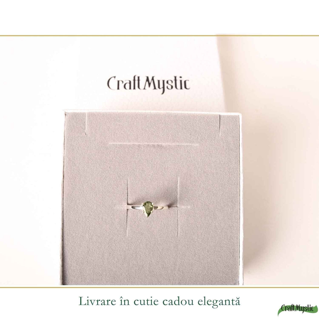 Inel Argint 925 cu Moldavit Fatetat Lacrima – Claritate si Transformare