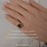 Inel Argint 925 cu Moldavit Natural, M5/49 – Energie Cosmica si Transformare Spirituala