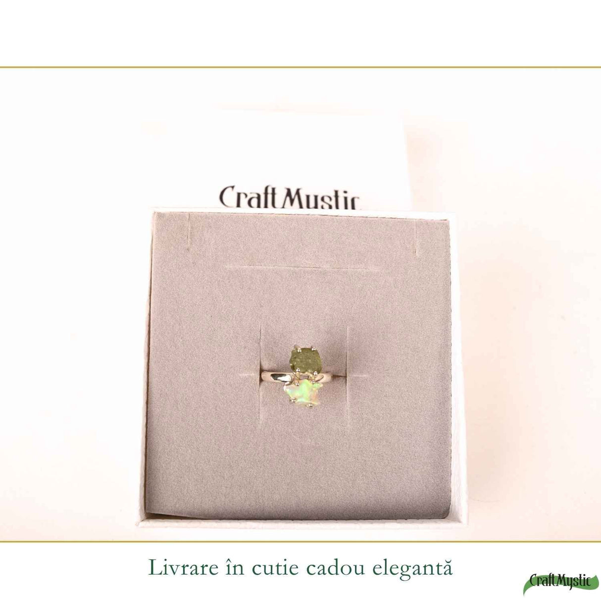 Inel argint 925 cu Moldavit si Opal Etiopian – inspiratie si transformare