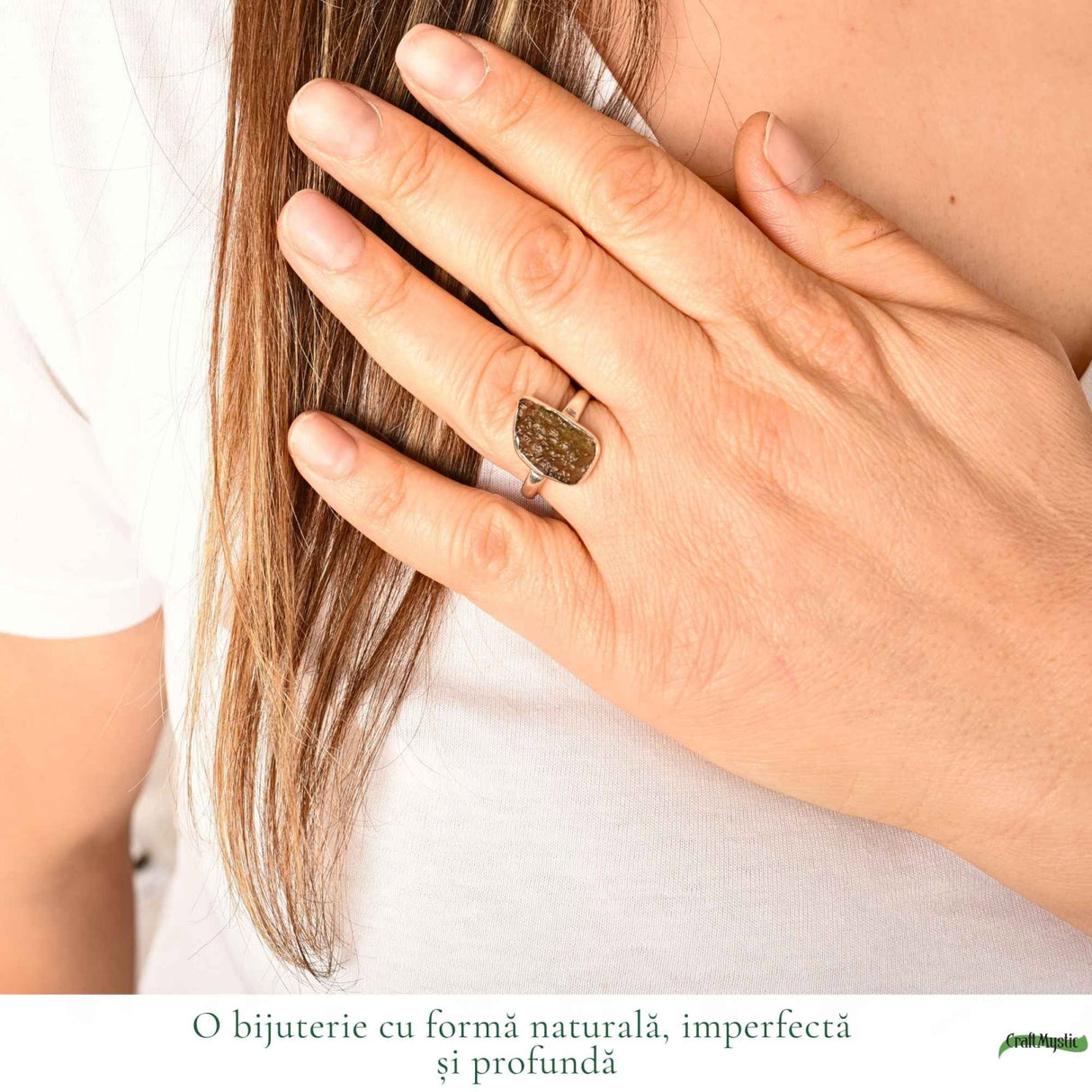 Inel Argint 925 cu Moldavit Natural, M9/59 – Piatra Transformarii si Protectiei