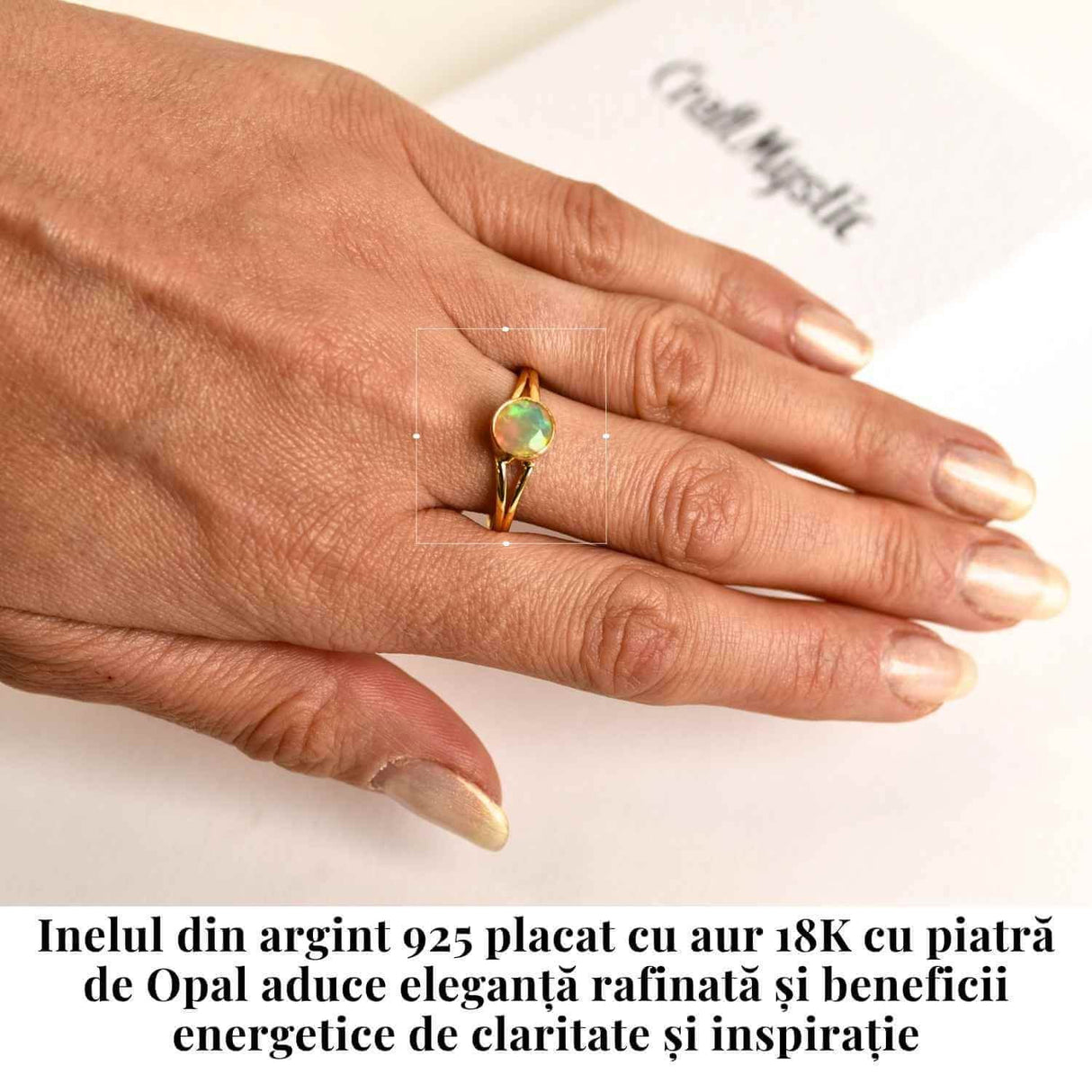 Inel Argint 925 placat cu aur 18K cu Opal Etiopian fatetat - Lumina si Magie Interioara