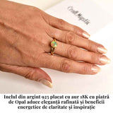 Inel Argint 925 placat cu aur 18K cu Opal Etiopian fatetat - Lumina si Magie Interioara