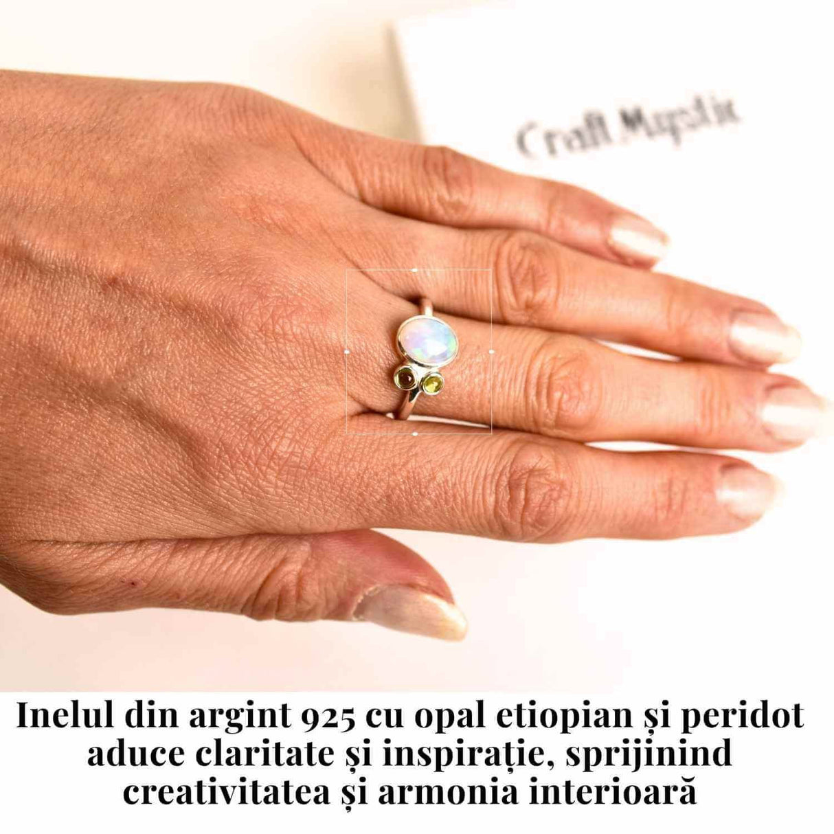 Inel argint 925 cu Opal Etiopian si Peridot - Lumina si Renastere