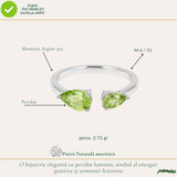 Inel Argint 925 cu Peridot Fatetat Lacrima – Echilibru si Feminitate Naturala