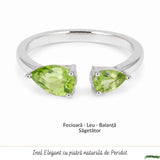 Inel Argint 925 cu Peridot Fatetat Lacrima – Echilibru si Feminitate Naturala
