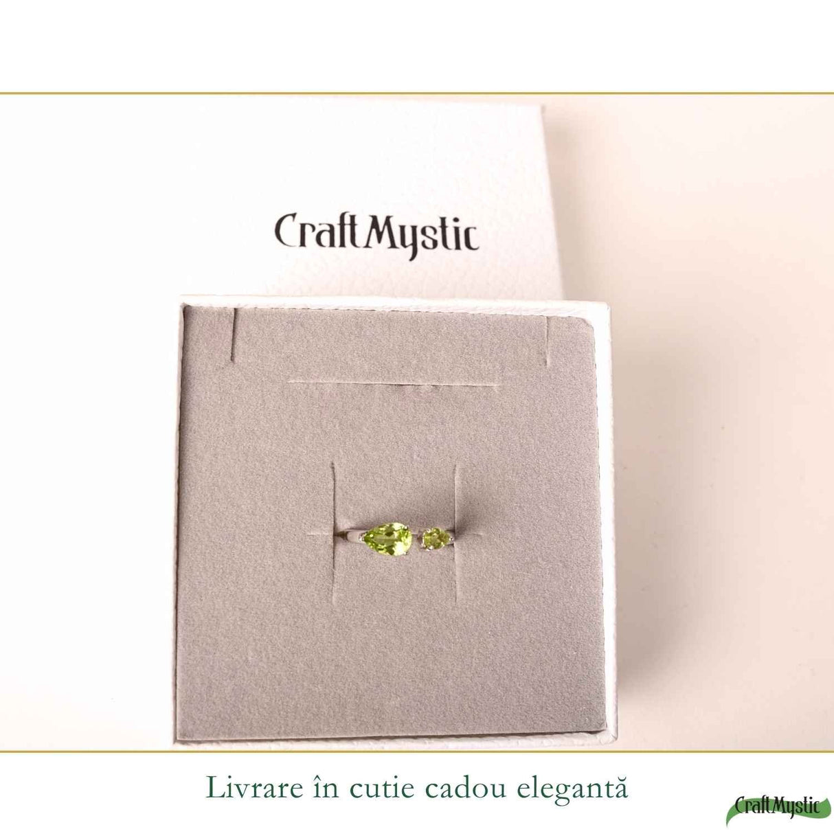 Inel Argint 925 cu Peridot Fatetat Lacrima – Echilibru si Feminitate Naturala