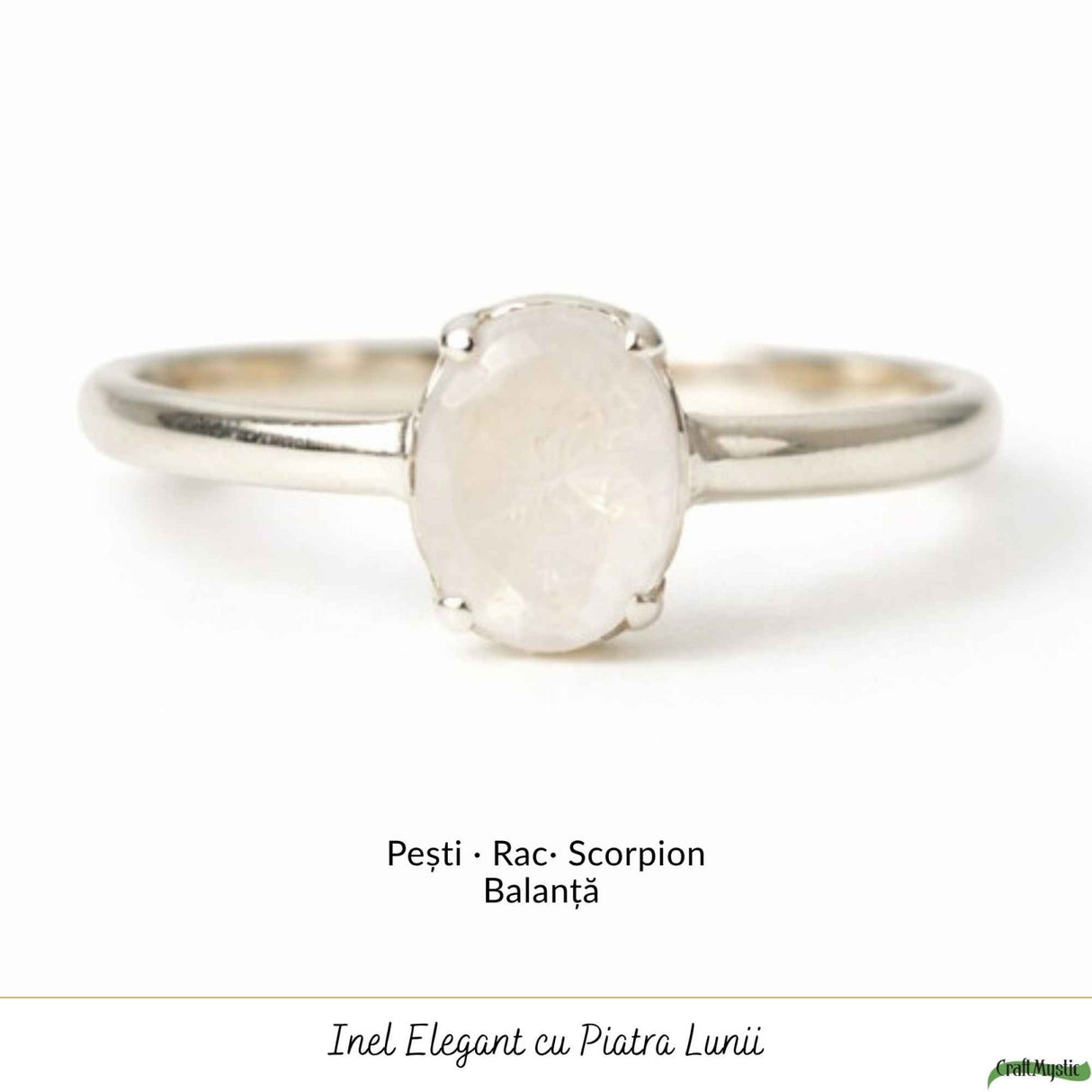 Inel argint 925 piatra lunii oval – intuitie si echilibru emotional