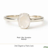 Inel argint 925 piatra lunii oval – intuitie si echilibru emotional