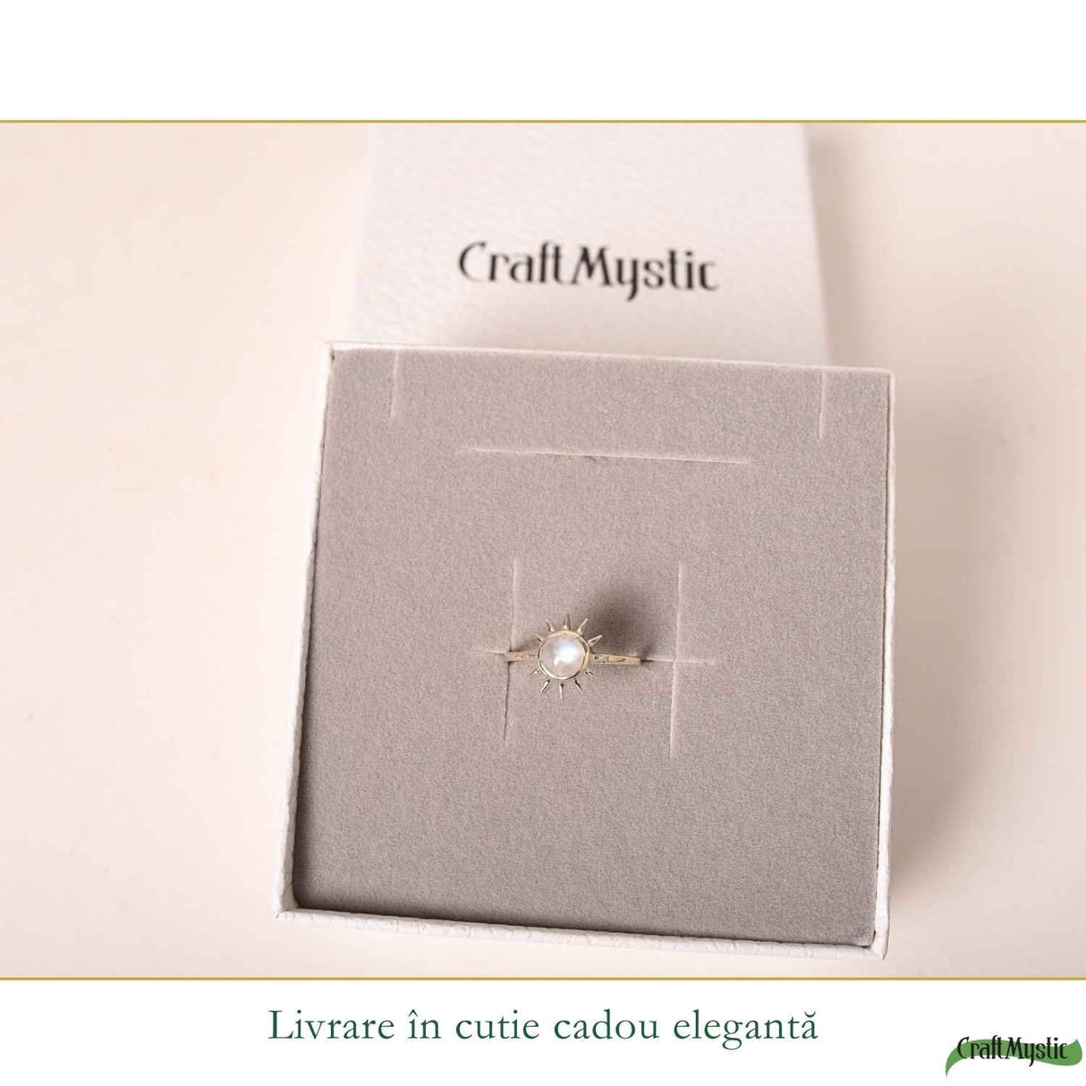 Inel Argint 925 cu Piatra Lunii si Soare – Feminitate si Echilibru Interior