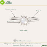 Inel Argint 925 cu Piatra Lunii si Soare – Feminitate si Echilibru Interior