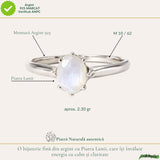 Inel Argint 925 cu Piatra Lunii Oval Fatetat – Feminitate si Echilibru Interior