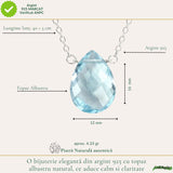 Colier argint 925 cu topaz albastru lacrima – calm si claritate interioara
